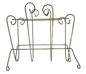 Vintage 70s Black Metal Wire Magazine Rack Basket Home Office Organizer